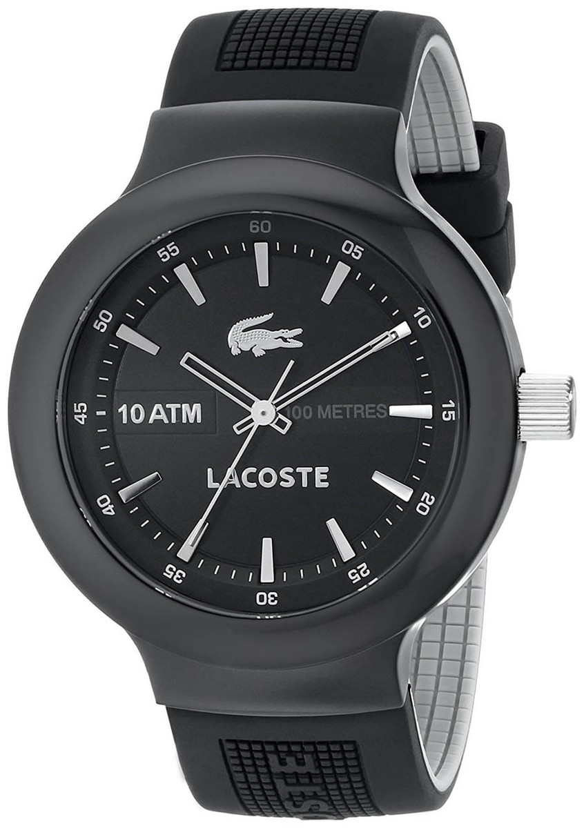 Lacoste 2010657 Borneo Black Dial Black Silicone Strap Men's Watch