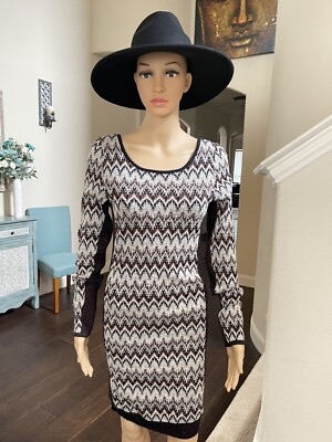 FREE PEOPLE Black Long Sleeve Open Back Stretch Bodycon Knit Dress Size S