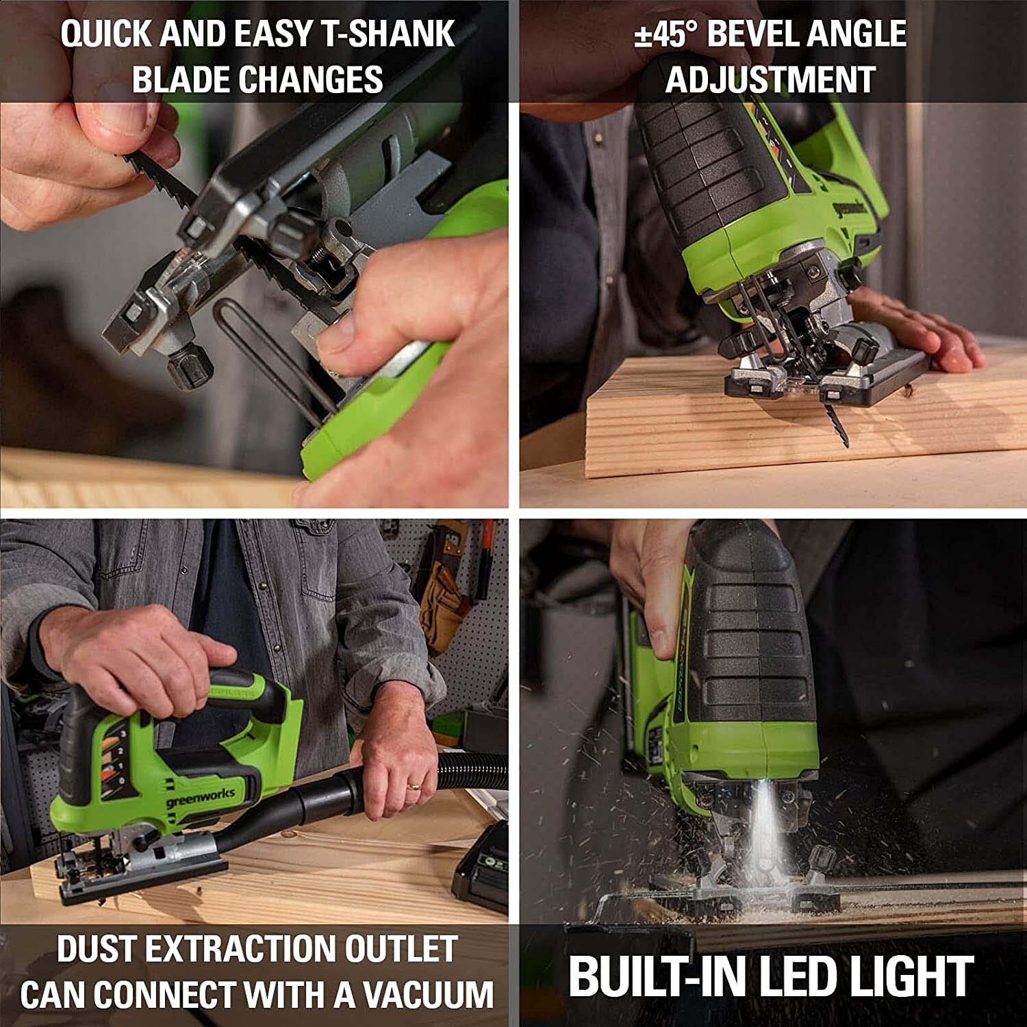 24V Akku Stichsäge Greenworks GD24JSK2 mit 2Ah Batterie und Ladegerät