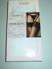 Frederick's of Hollywood White Lace Top Stockings Made USA-S-90-125 lbs-NIP NEW