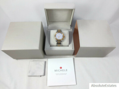 NEW Michele Mirror Two Tone Gold Silver Diamond CSX 36 Watch