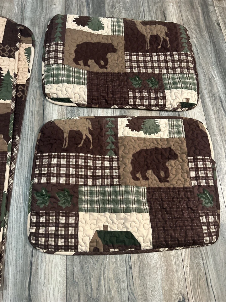 Cabin Style Quilt & Shams 86 x 86 Jigsaw Stitching Nice Double Sided - Image 2 of 4