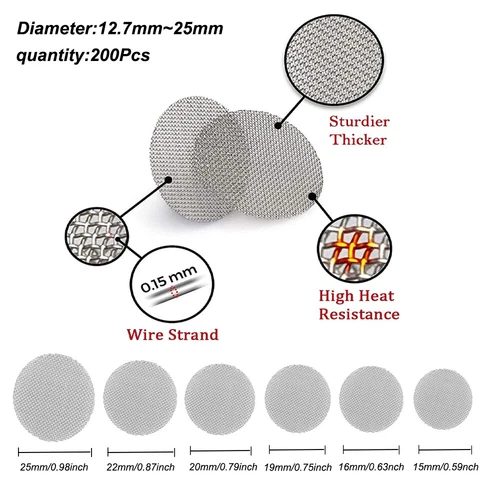 Pfeifensiebe Shisha Pfeife Stahl 12.7mm-25mmm Sieb Siebchen Pipe Screens - Bild 2 von 33