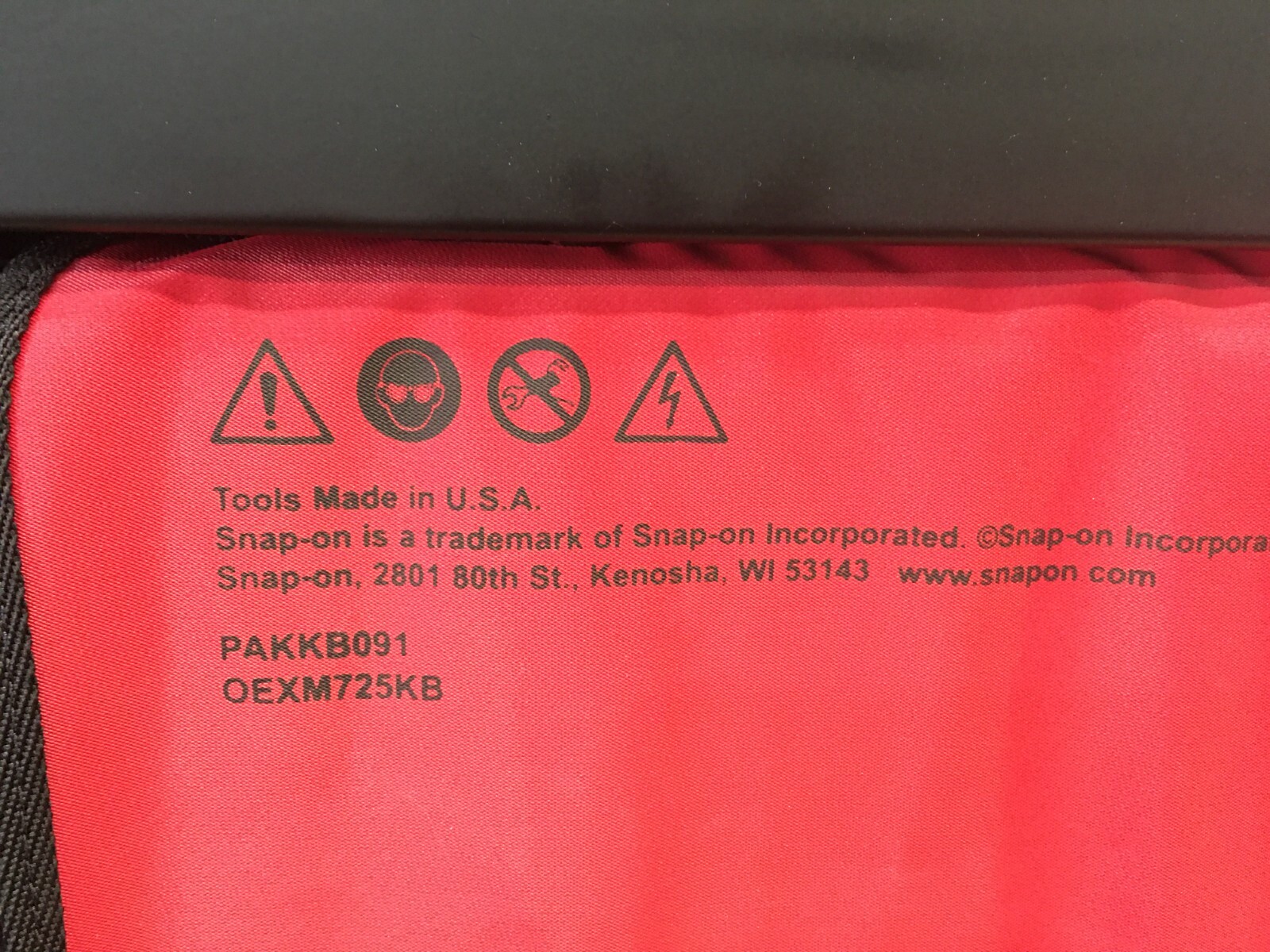 SnapOn Kit Bag From OEXM725KB 25pc Metric Wrench Set PAKKB091 eBay