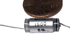 Lot of 10x MIAL 1500-pF picofarads 5% Axial polystyrene film capacitor NOS NEW