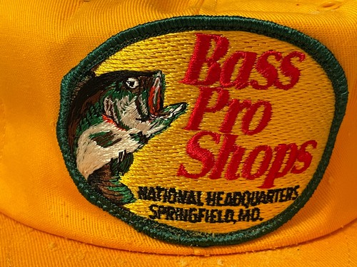 Vintage Genuine 1970's Bass Pro Shops Headquarters Yellow SnapBack Trucker Hat - Picture 2 of 4