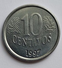 CIRCULATED Brazil 1994-1997.  10 Centavos Liberty. Stainless Steel