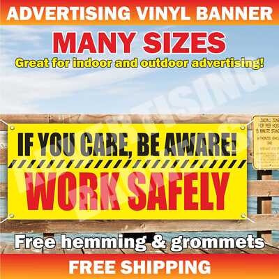 WORK SAFELY Advertising Banner Vinyl Mesh Sign Flag Warning Safety