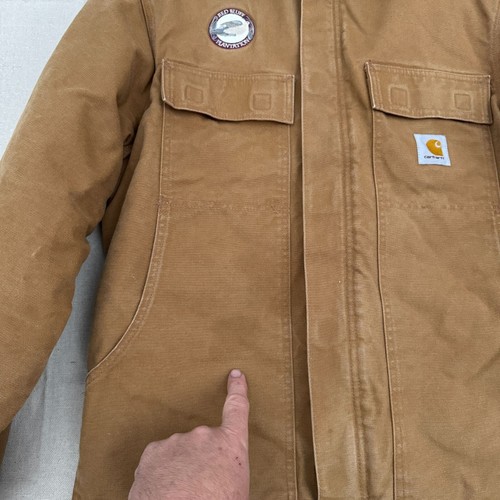 Carhartt Brown Lined Canvas Jacket Corduroy Collar Red Bluff Patch M C003 BRN - Picture 7 of 24