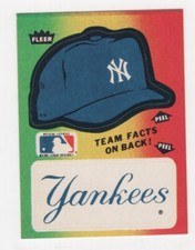 1984 FLEER BASEBALL TEAM HAT & NAME LOGO STICKER NEW YORK YANKEES