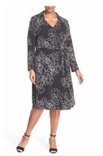 Vince Camuto 'Floral Contour' Print Jersey Wrap Dress (Plus Size) (Size 2X)