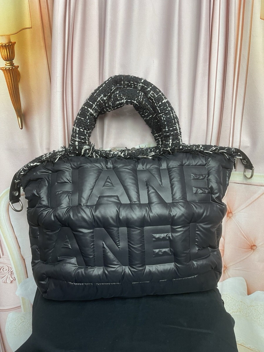 CHANEL Doudoune Coconage Bag Black Nylon/Tweed Ladies 2WAY w