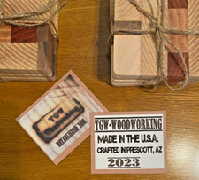 Hand-Crafted Wooden Coasters (4-set), All-Natural Wood, (2023, Made in USA) NEW!