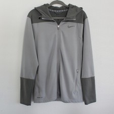 NIKE Therma Fit Light Gray Full Zip Hoodie Activewear Jacket - Men's Size M
