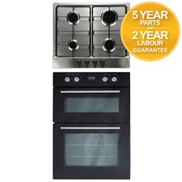 Sia Built In Double Fan Electric Oven & Stainless Steel 60cm 4 Burner Gas Hob Sia Built In Double Fan Electric Oven & Stainless Steel 60cm 4 Burner Gas Hob
