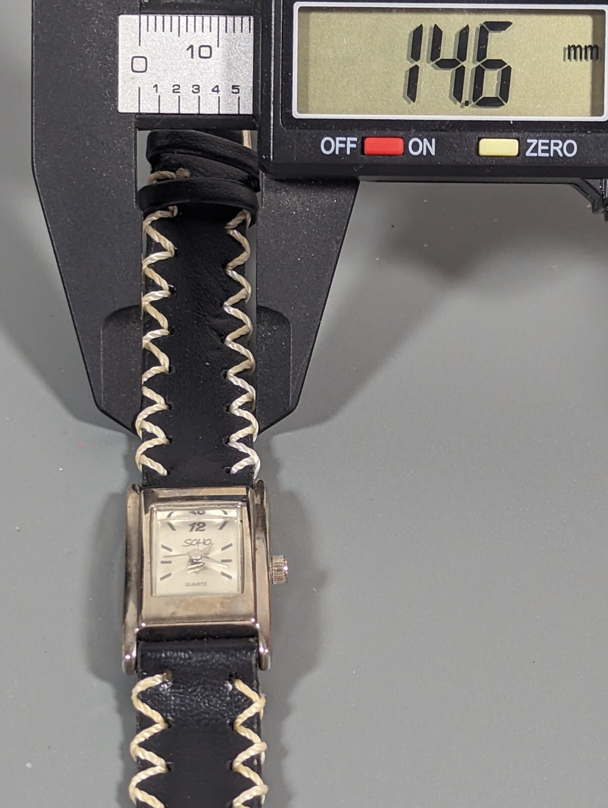 Soho Silver Tone Dial Rectangle Case Black Band W… - image 5