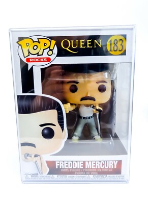 Queen Freddie Mercury 1985 White Vest 183 Funko Pop Vinyl Rocks + Pop Protector