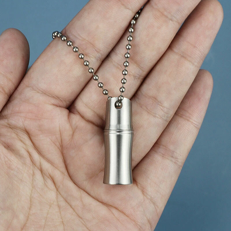 EDC Keychain Bamboo Style Waterproof Box Pendant Pill Outdoor Storage Container - Image 4 of 4