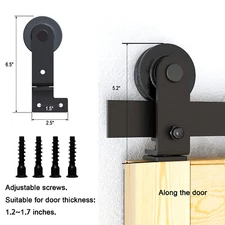 CCJH Bi Folding Sliding Barn Door Hardware Track Kit, "T" Shape, Black, No Doors