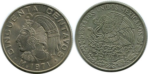 50 CENTAVOS 1971 MEXICO Coin #AH519.5U - Picture 3 of 3