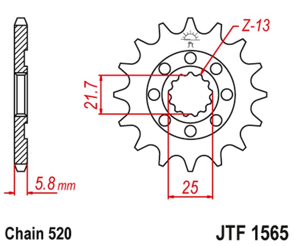 Pignon avant JT 2141 12 dents pour transmission de Kawasaki KLX 450 et KXF450