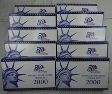 (10) 2000-S US Mint Proof Set 100 Coin Set OGP Original Government Packaging COA