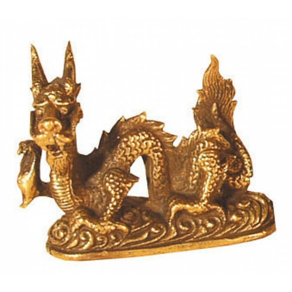 Chinesischer Feng-Shui Drache Messing 4 X 3,5Cm Kraft Schutz Macht GlüCksbringer-image
