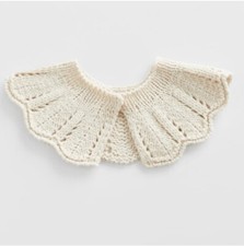 New Zara Sz L GIRLS Knit Collar PETER PAN SAND Tan Brown Cream
