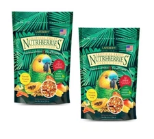 Lafeber Tropical Fruit Nutri-Berries Parrot Bird Treats 10oz Bag (Lot of 2) **