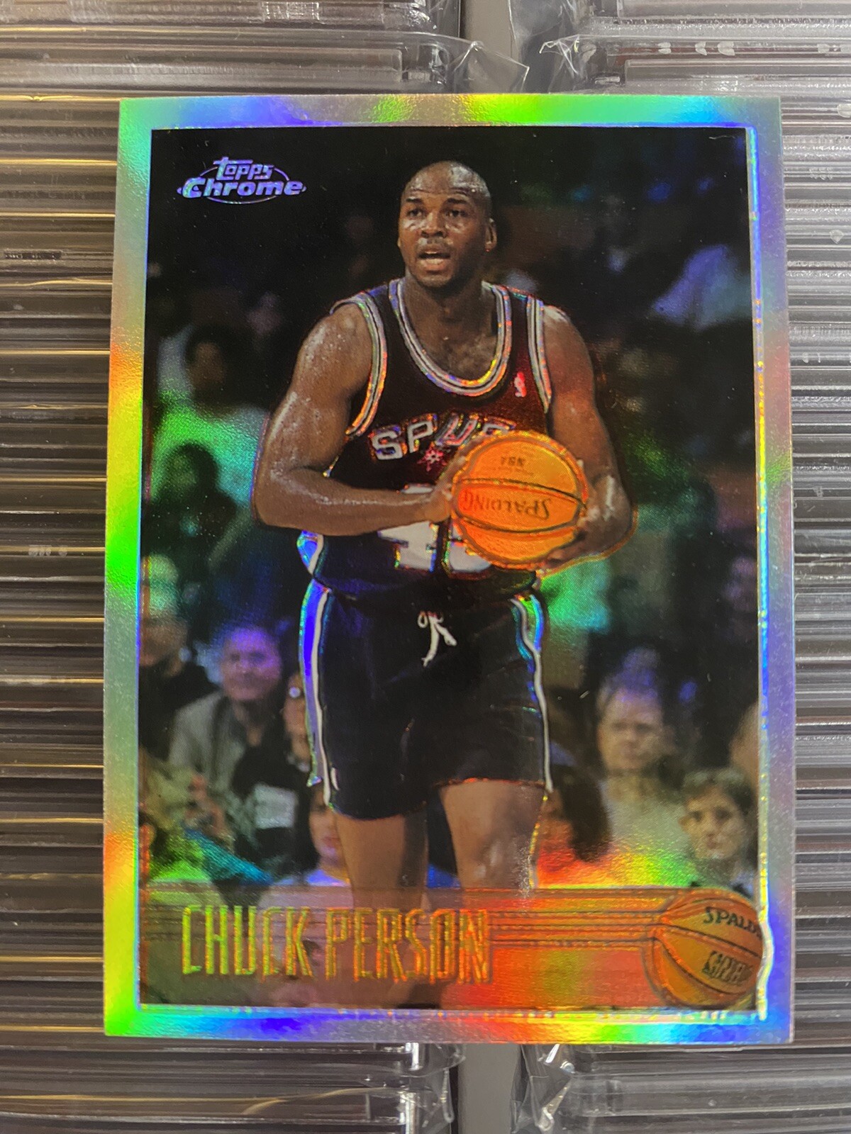 1996-97 Topps Chrome Refractor Chuck Person #8 San Antonio Spurs