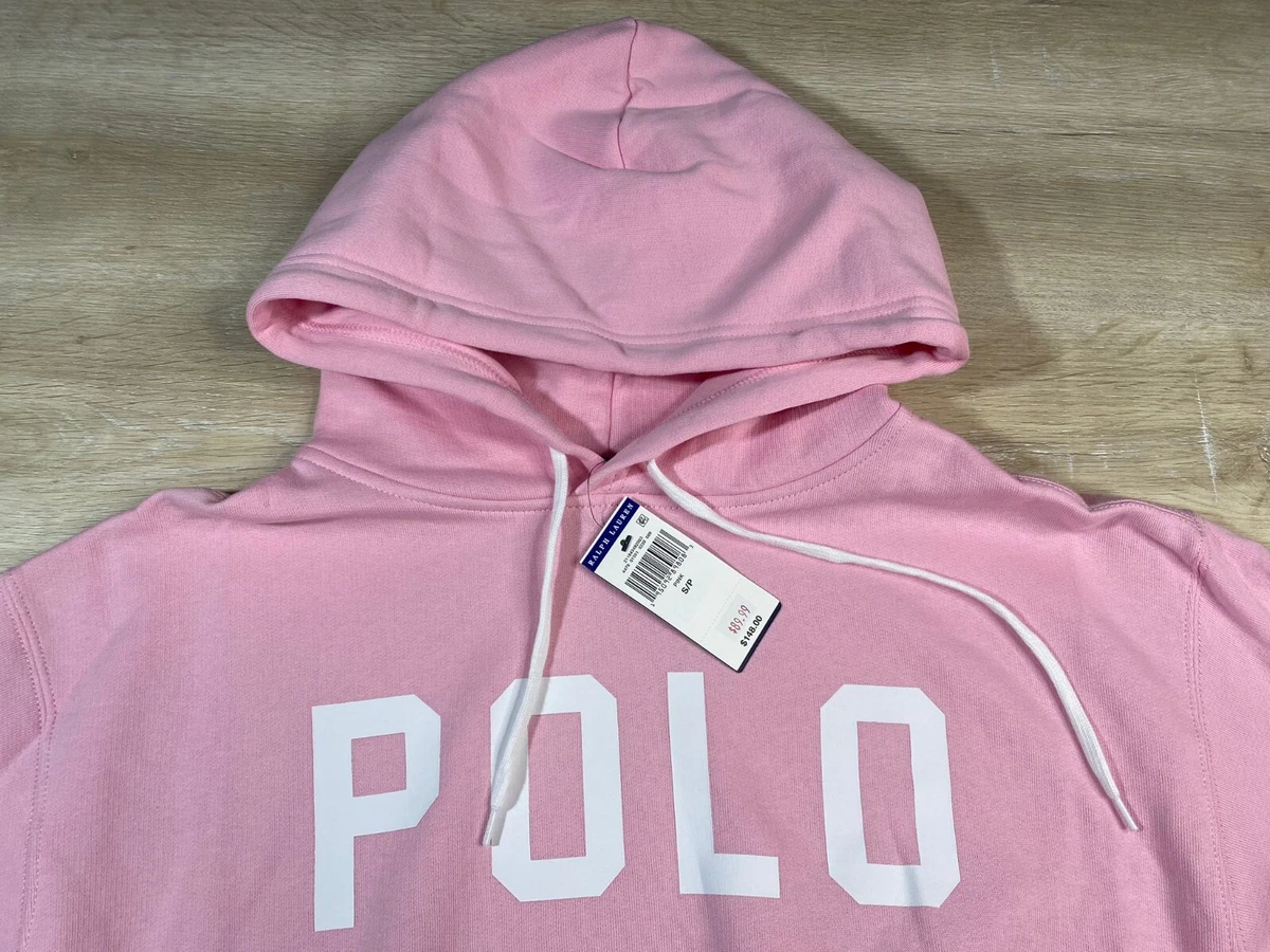 NWT Polo Ralph Lauren Women s Oversized Cropped Pink Hoodie eBay