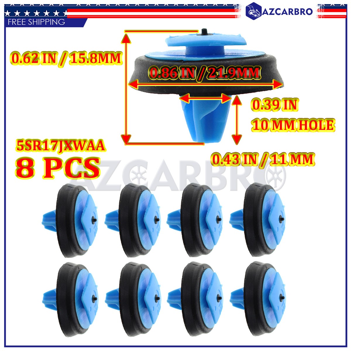 8pcs Blue Clips for 2015 2016 2017 2018 2019 2020 Jeep Renegade