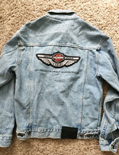 Harley-Davidson Vtg. Trucker Denim Jacket Mens S Small Patches Owners Group 2003