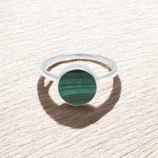 Valentine Gift Malachite Gemstone 925 Silver Cocktail Bezel Ring Jewelry