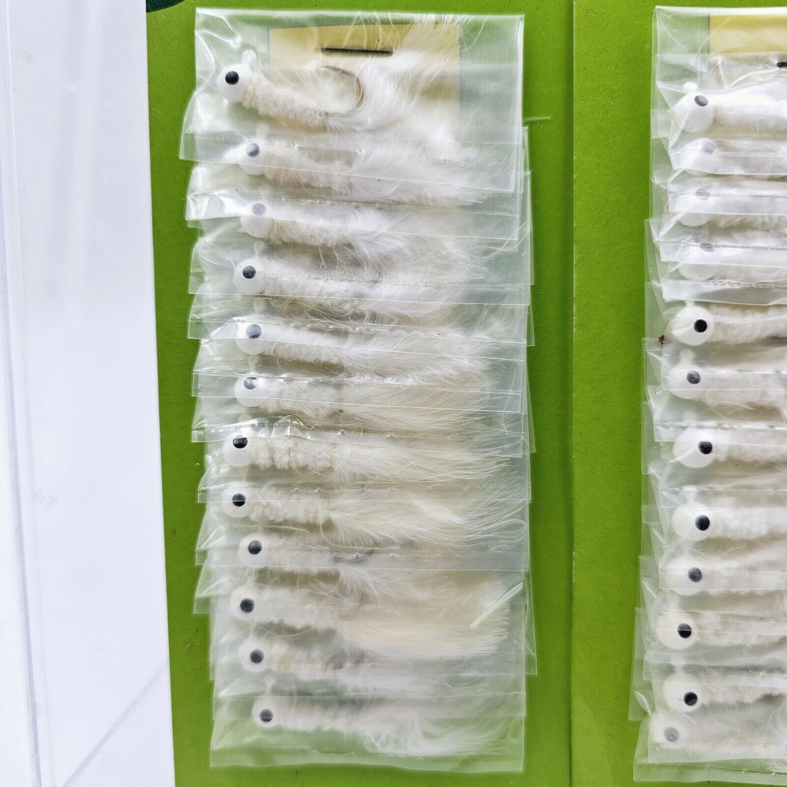 Vtg Laker 1/16 Oz Jig A Lo White Crappie Fishing Hair Jigs Lot Of 24 On Cards