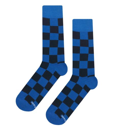 NWT Blue Black Checker Dress Socks Novelty Men 8-12 Multicolor Crazy Fun Sockfly - Picture 1 of 4