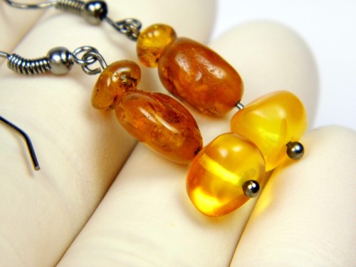 Pendientes colgantes ámbar báltico piedra natural multicolor piedras preciosas genuinas 1191 - Imagen 6 de 11