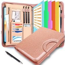 NATISERAUM Padfolio Portfolio Binder with Pink  5 Colorful Protectors