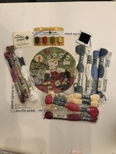 Hand Painted 12 Day Of Christmas Bear Needlepoint Canvas With Floss