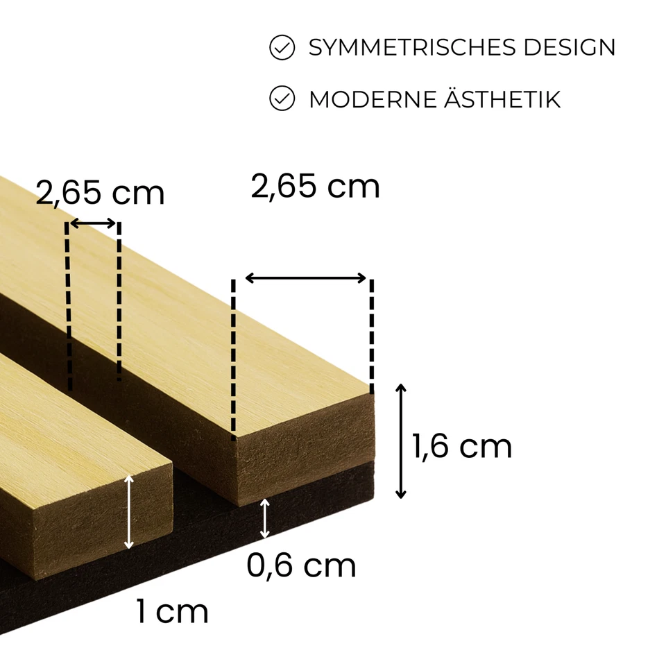 Akustikpaneele Filz Wandpaneele Holzpaneele Lamellenwand MDF 240x53 cm (2x26,5) - Bild 2 von 4