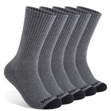 Monxiery Mens 100% Cotton Moisture Wicking Cushioned One Size, 5 Pairs Grey 