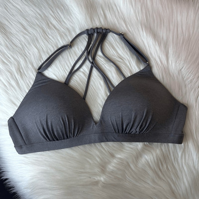 Athleta Aqualuxe Padded Bikini Top Gray Size Medium