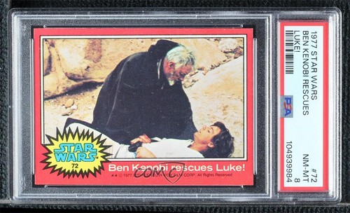 1977 Topps Star Wars #72 Ben Kenobi rescues Luke! — PSA 8