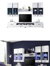 Wohnwand Anbauwand Wohnzimmer Schrankwand LYRA mit Hochglanz und Led Beleuchtung