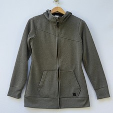 Burton Womens Medium Full Zip Hoodie Gray DryRide Tech Fleece Jacket Snowboard