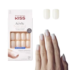 KISS Salon Acrylic Wider Fit Natural Fake Nails, 'Rare’, 28 Acrylic-Infused, ...