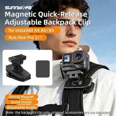 Magnetic Backpack Clip For Insta360 X4 Air X5 Ace Pro 2 1 Camera 360° Rotation