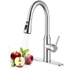 Kitchen Faucet with Pull Down Sprayer, Chrome Faucet for Kitchen Sink Stainle...