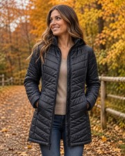 Women's Black Puffer Jacket Size M Fall