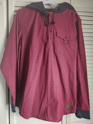 New Analog Burton Advent Snow Skate Henley Shirt Hooded Logo Cotton Medium 